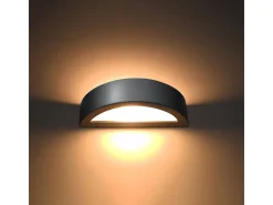 Candeeiros de parede Gloim moderno, cerâmica/vidro - 1 fontes de luz 4000K - L.40.5 x H.10 cm - cinza