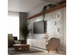 Candeeiros de parede Perceptix moderno, aço - 2 fontes de luz 4000K - L.25 x H.29 cm - branco