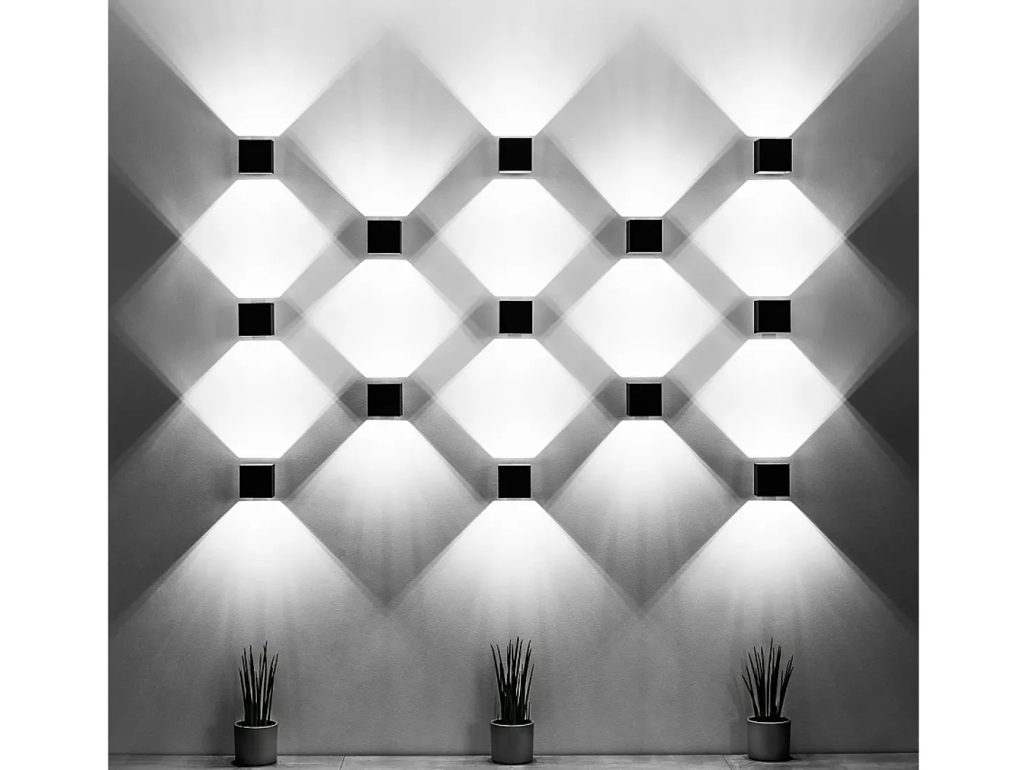 Candeeiros de parede Quadx moderno, alumínio - 1 fontes de luz 4000K - L.10 x H.10 cm - cinza
