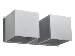 Candeeiros de parede Quadx moderno, alumínio - 2 fontes de luz 4000K - L.26 x H.11 cm - cinza