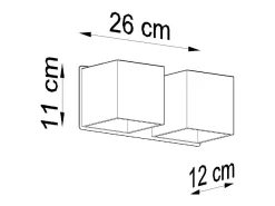 Candeeiros de parede Quadx moderno, alumínio - 2 fontes de luz 4000K - L.26 x H.11 cm - cinza