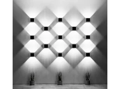 Candeeiros de parede Quadx moderno, alumínio - 1 fontes de luz 4000K - L.10 x H.10 cm - preto