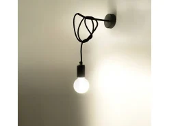 Candeeiros de parede Speis sótão, tecido/aço - 1 fontes de luz 4000K - L.8 x H.100 cm - preto