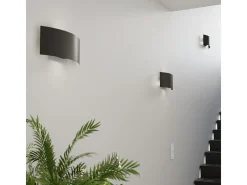 Candeeiros de parede Terrium moderno, aço - 2 fontes de luz 4000K - L.34 x H.14 cm - preto
