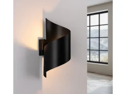 Candeeiros de parede Zaltonia moderno, aço - 1 fontes de luz 4000K - L.15 x H.31 cm - preto