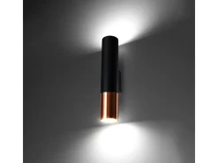 Candeeiros de parede Zarpex moderno, aço - 2 fontes de luz 4000K - L.6 x H.29 cm - preto/cobre