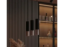 Candeeiros de parede Zarpex moderno, aço - 2 fontes de luz 4000K - L.6 x H.29 cm - preto/cobre