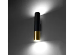 Candeeiros de parede Zarpex moderno, aço - 2 fontes de luz 4000K - L.6 x H.29 cm - ouro Preto