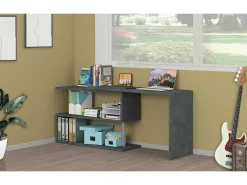 Candido Desk, Mesa de canto para PC, Mesa de escritório multiuso, Mesa multiposições que economiza espaço, 100% Fabricado na Itália, 120x50h75 cm, Antracite