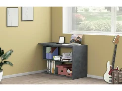 Candido Desk, Mesa de canto para PC, Mesa de escritório multiuso, Mesa multiposições que economiza espaço, 100% Fabricado na Itália, 120x50h75 cm, Antracite