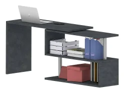 Candido Desk, Mesa de canto para PC, Mesa de escritório multiuso, Mesa multiposições que economiza espaço, 100% Fabricado na Itália, 120x50h75 cm, Antracite