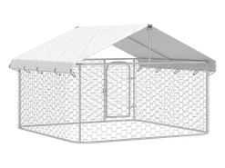 Canil de Exterior Grande com Telhado 200x200x150 cm para Cães