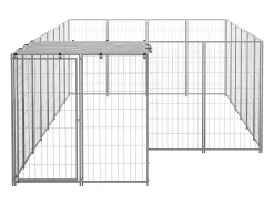 Canil externo para animais gaiola recinto para cães prata 8,47 m² aço 02_0000303