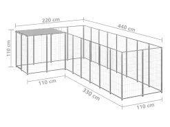 Canil externo para animais gaiola recinto para cães prata 6,05 m² aço 02_0000293