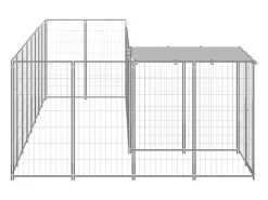 Canil externo para animais gaiola recinto para cães prata 6,05 m² aço 02_0000293