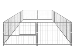 Canil externo para animais gaiola recinto para cães prata 16 m² aço 02_0000243