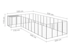 Canil externo para animais gaiola recinto para cães prata 13,31 m² aço 02_0000238