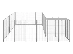 Canil externo para animais gaiola recinto para cães prata 13,31 m² aço 02_0000238