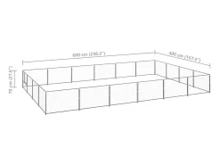 Canil externo para animais gaiola recinto parque cão prata 24 m² aço 02_0000257