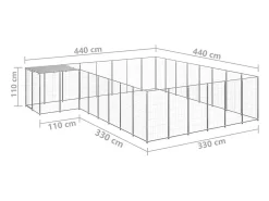 Canil externo para animais gaiola recinto para cães prata 15,73 m² aço 02_0000242