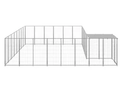 Canil externo para animais gaiola recinto para cães prata 15,73 m² aço 02_0000242