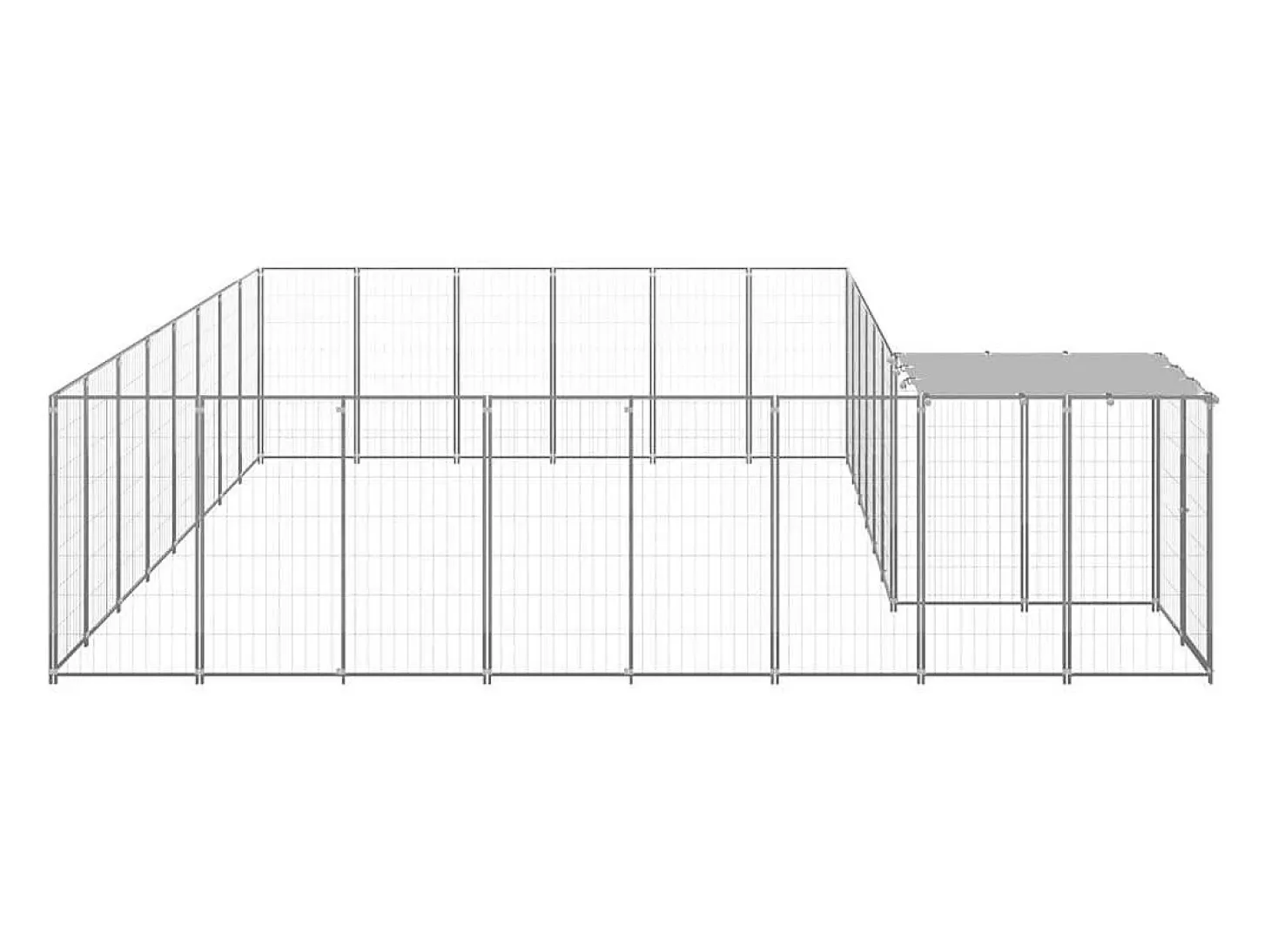 Canil externo para animais gaiola recinto para cães prata 15,73 m² aço 02_0000242