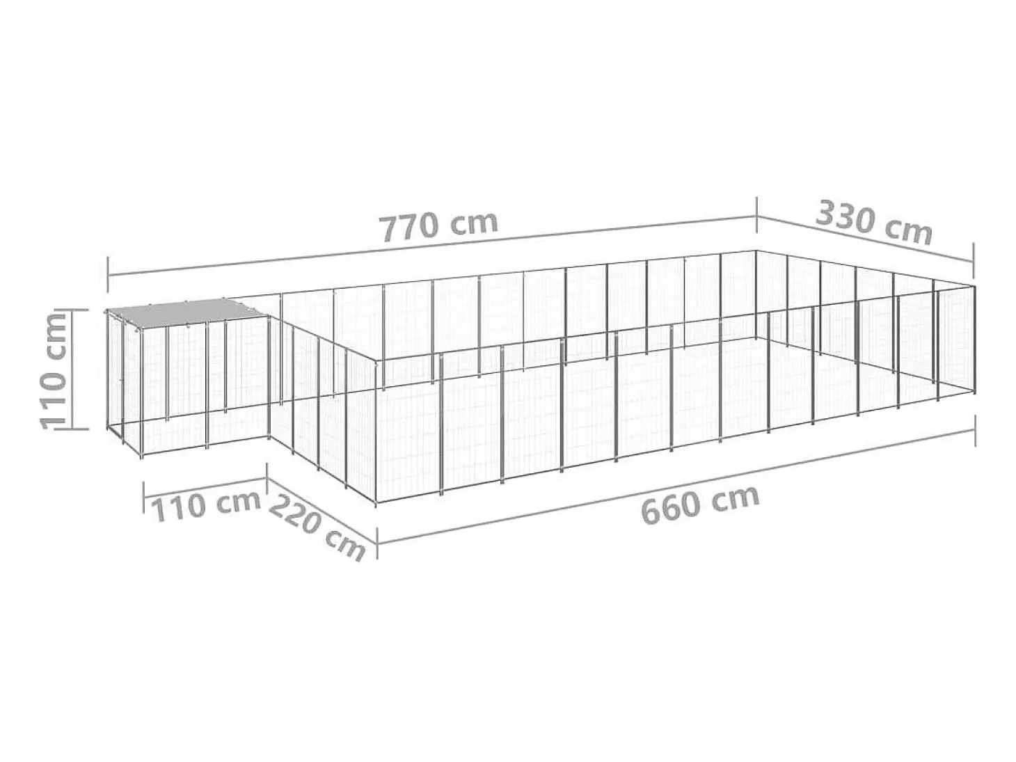Canil externo para animais gaiola recinto para cães prata 22,99 m² aço 02_0000255
