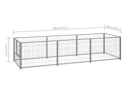 Canil externo para animais gaiola recinto para cães prata 3 m² aço 02_0000264