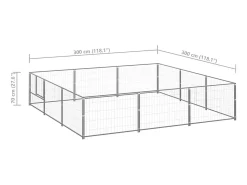 Canil externo para animais gaiola recinto para cães prata 9 m² aço 02_0000308