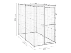 Canil externo para animais gaiola recinto para parque de animais para cães em aço galvanizado com cobertura 110 x 220 x 180 cm 02_0000431