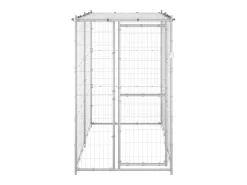 Canil externo para animais gaiola recinto para parque de animais para cães em aço galvanizado com cobertura 110 x 220 x 180 cm 02_0000431