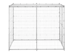 Canil externo para animais gaiola recinto para parque de animais para cães em aço galvanizado com cobertura 110 x 220 x 180 cm 02_0000431