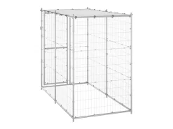 Canil externo para animais gaiola recinto para parque de animais para cães em aço galvanizado com cobertura 110 x 220 x 180 cm 02_0000431