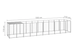 Canil externo para animais gaiola recinto para cães prata 6,05 m² aço 02_0000291