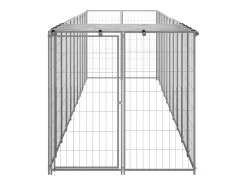Canil externo para animais gaiola recinto para cães prata 6,05 m² aço 02_0000291