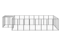 Canil externo para cães gaiola para parque de animais 10,89 m² 110 cm aço preto 02_0000486