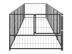 Canil externo para cães gaiola para parque de animais preto 6 m² aço 02_0000544