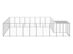 Canil externo para cães gaiola cercado área de recreação prata 15,73 m² aço 02_0000241