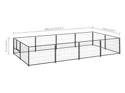 Canil externo para cães gaiola para parque de animais preto 8 m² aço 02_0000557