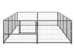 Canil externo para cães gaiola para parque de animais preto 8 m² aço 02_0000557