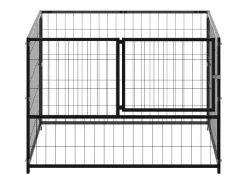 Canil externo para cães gaiola/recinto para parque de animais preto 100 x 100 x 70 cm aço 02_0000489