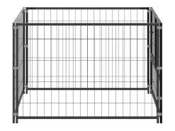 Canil externo para cães gaiola/recinto para parque de animais preto 100 x 100 x 70 cm aço 02_0000489