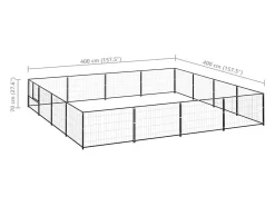 Canil externo para cães gaiola recinto para parque de animais preto 16 m² aço 02_0000500