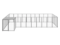 Canil externo para cães gaiola para parque de animais 13,31 m² 110 cm aço preto 02_0000494