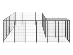 Canil externo para cães gaiola para parque de animais 13,31 m² 110 cm aço preto 02_0000494
