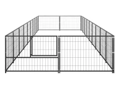 Canil externo para cães gaiola recinto para parque de animais preto 18 m² aço 02_0000501