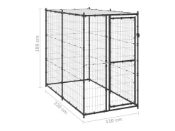Canil externo para cães gaiola recinto parque para animais área de corrida para cães em aço com cobertura 110 x 220 x 180 cm 02_0000377