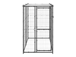 Canil externo para cães gaiola recinto parque para animais área de corrida para cães em aço com cobertura 110 x 220 x 180 cm 02_0000377