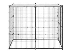 Canil externo para cães gaiola recinto parque para animais área de corrida para cães em aço com cobertura 110 x 220 x 180 cm 02_0000377