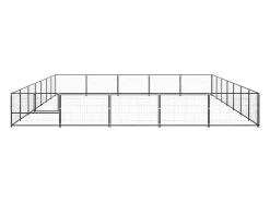 Canil externo para cães gaiola recinto para parque de animais preto 35 m² aço 02_0000526